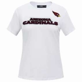 NFL ARIZONA CARDINALS CLASSIC SHORT SLEEVE WOMEN'S SINGLE JERSEY SLIM FIT TEE (WHITE)
