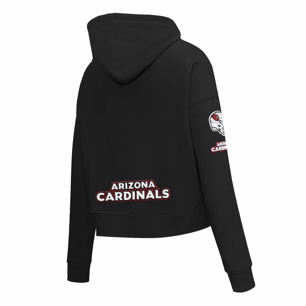 NFL ARIZONA CARDINALS CLASSIC WOMEN'S CROPPED FLEECE PULLOVER HOODIE (BLACK)