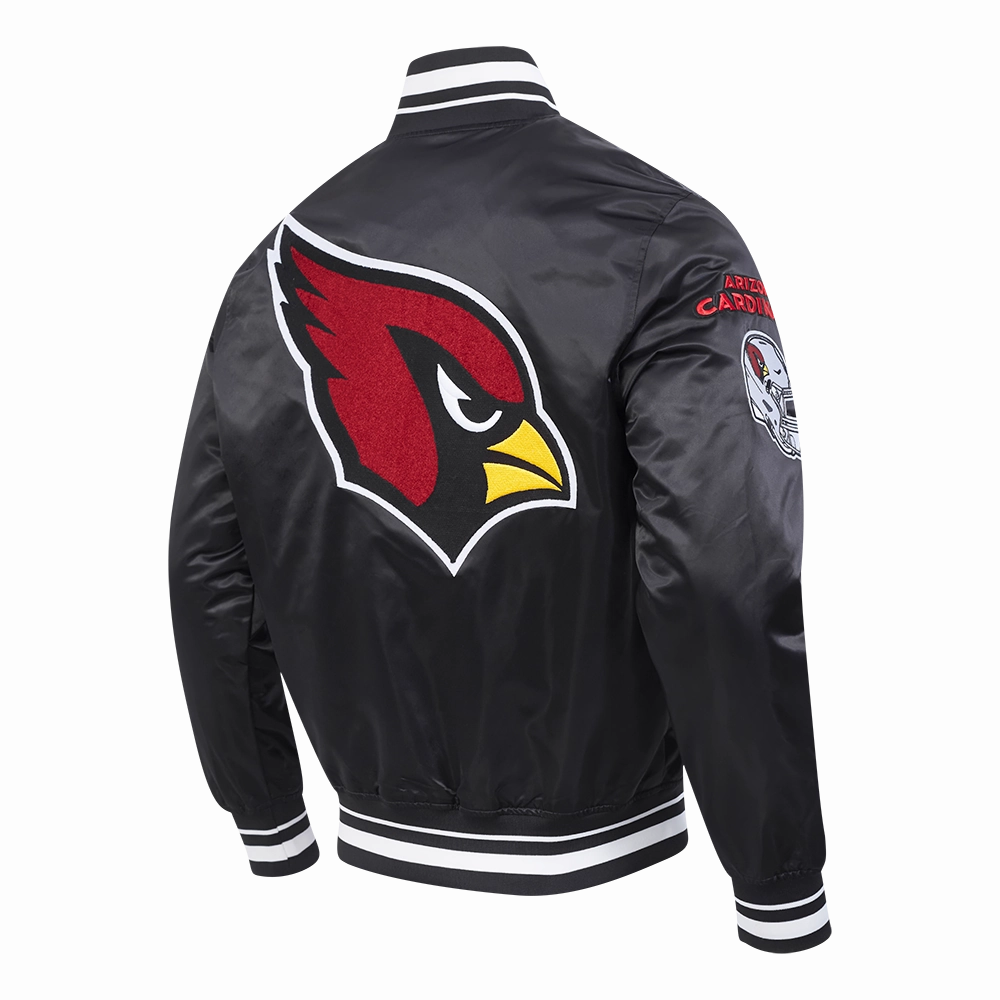 NFL ARIZONA CARDINALS MASHUP MEN'S RIB SATIN JACKET (BLACK)