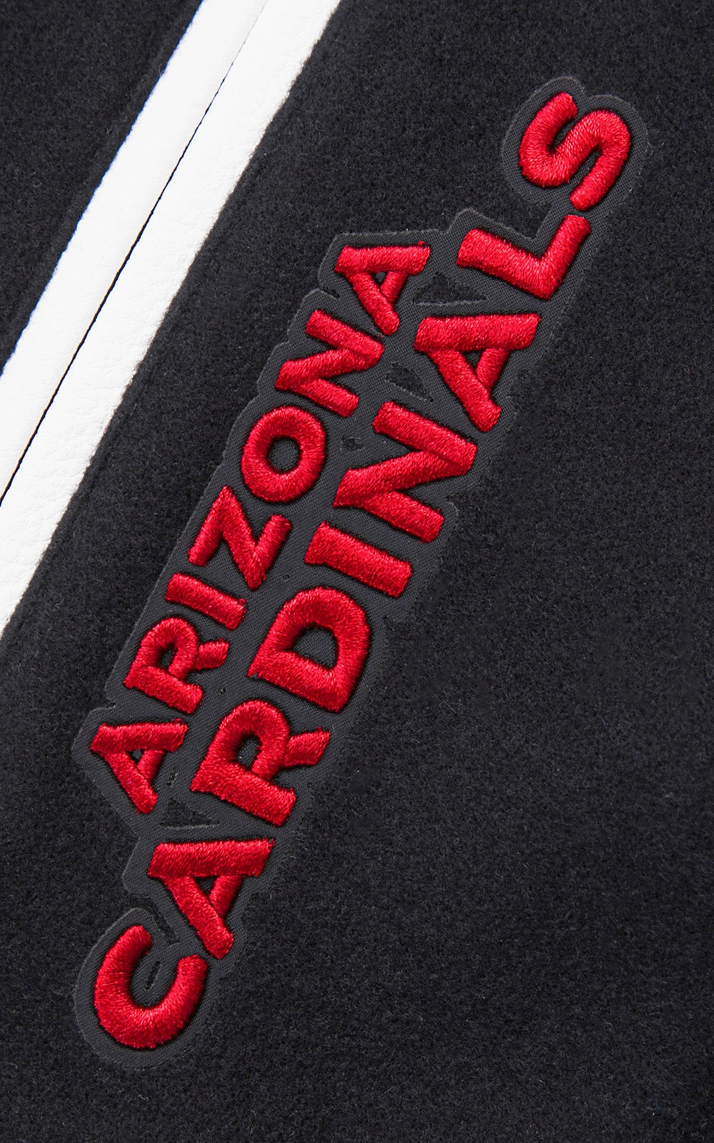 NFL ARIZONA CARDINALS MASHUP MEN'S RIB WOOL VARSITY JACKET (BLACK/WHITE)