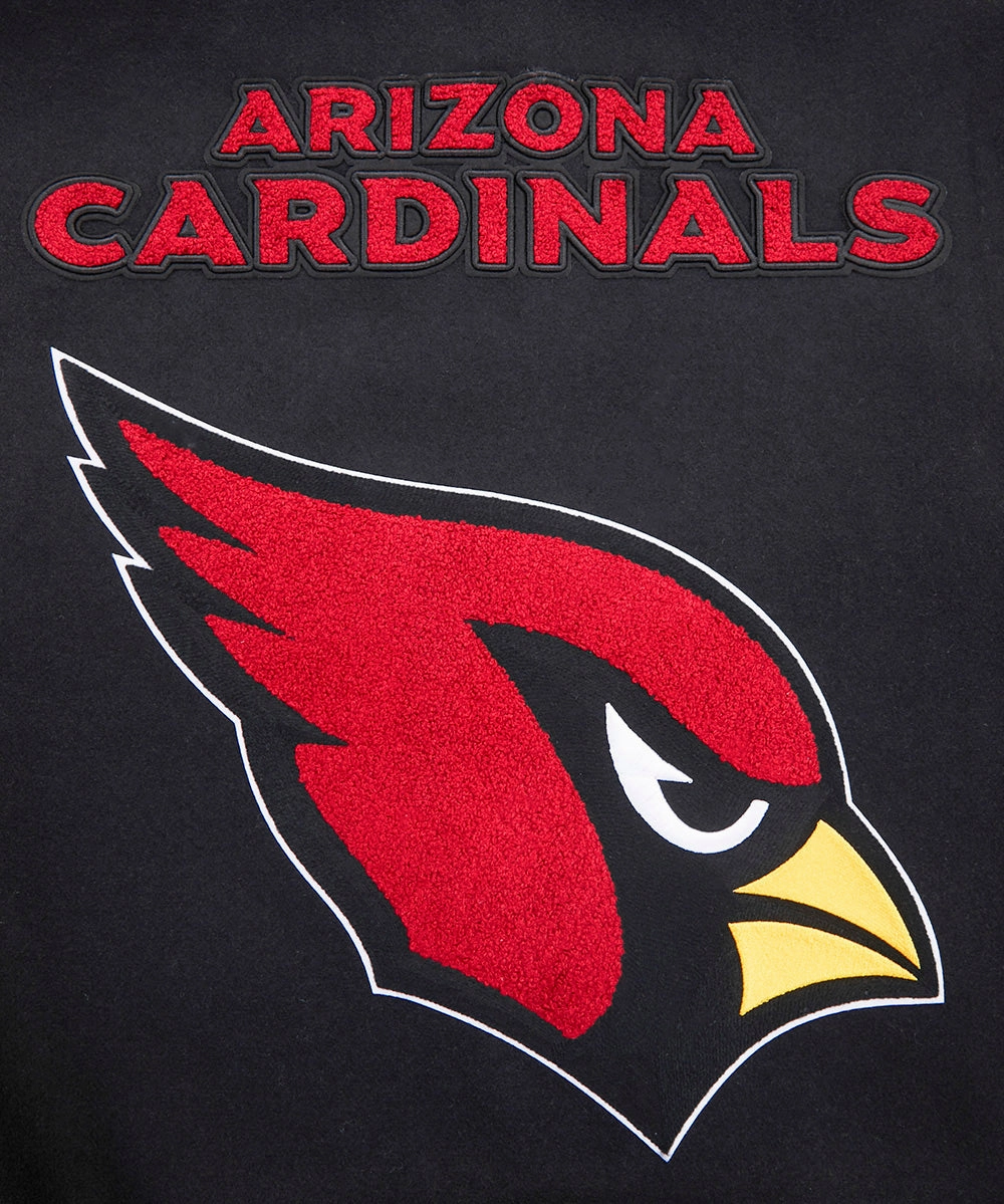 NFL ARIZONA CARDINALS MASHUP MEN'S RIB WOOL VARSITY JACKET (BLACK/WHITE)