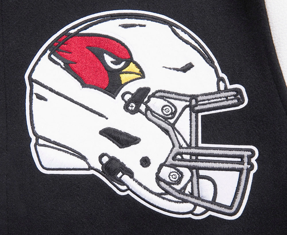 NFL ARIZONA CARDINALS MASHUP MEN'S RIB WOOL VARSITY JACKET (BLACK/WHITE)
