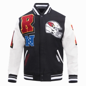 NFL ARIZONA CARDINALS MASHUP MEN'S RIB WOOL VARSITY JACKET (BLACK/WHITE)