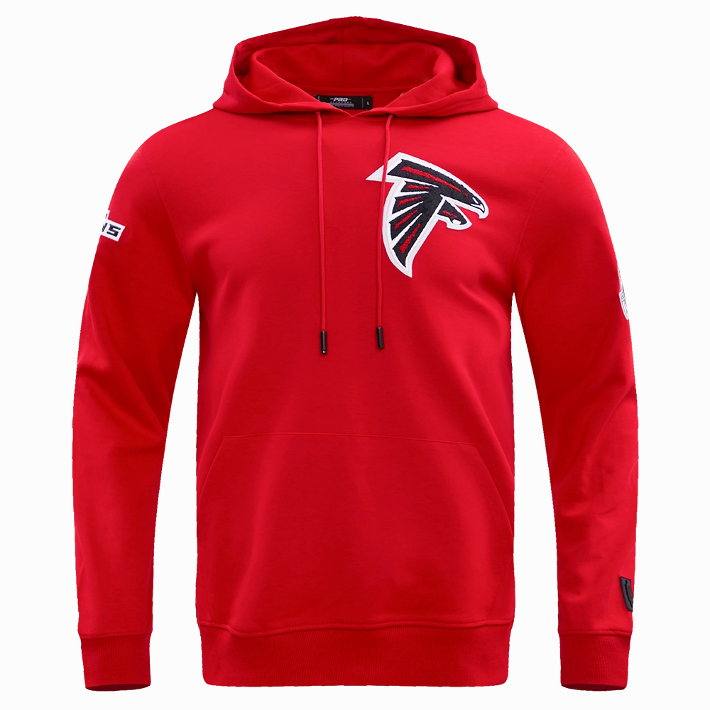 NFL ATLANTA  FALCONS CLASSIC CHENILLE MEN'S DOUBLE KNIT PULLOVER HOODIE (RED)