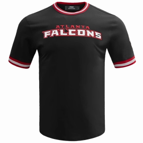 NFL ATLANTA  FALCONS CLASSIC CHENILLE MEN'S DOUBLE KNIT TEE (BLACK)