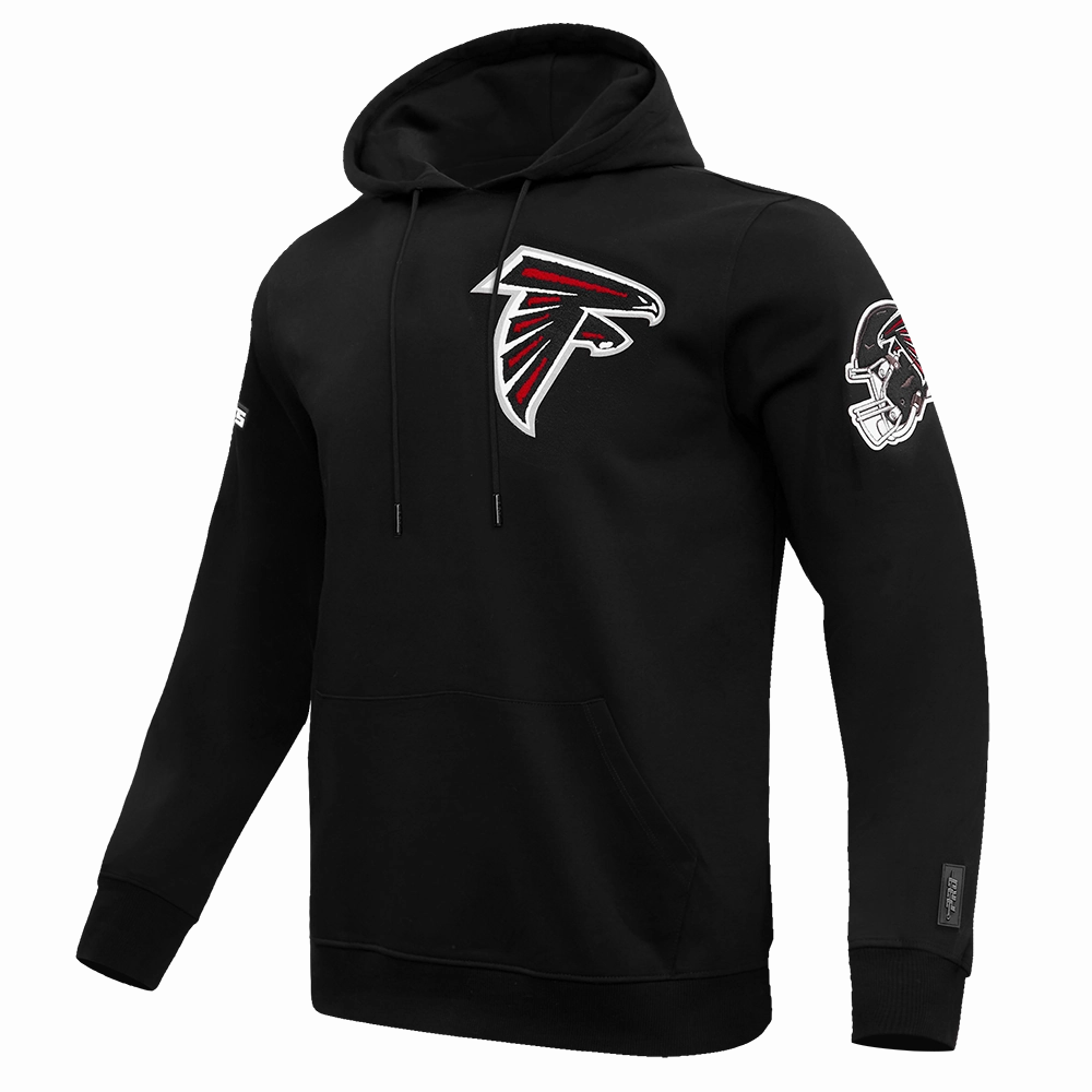 NFL ATLANTA FALCONS CLASSIC CHENILLE MEN'S PULLOVER HOODIE (BLACK)