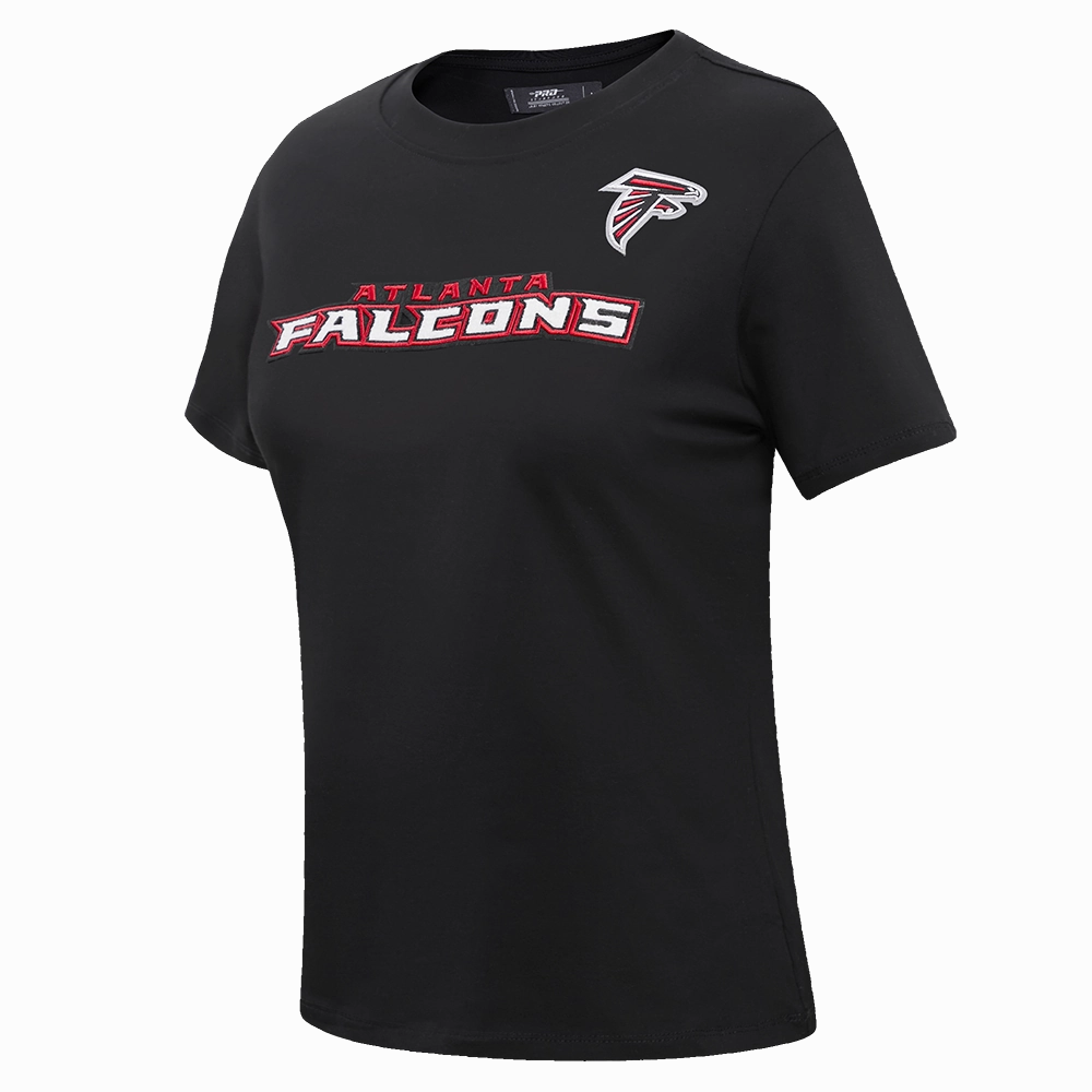 NFL ATLANTA FALCONS CLASSIC SHORT SLEEVE WOMEN'S SINGLE JERSEY SLIM FIT TEE (BLACK)