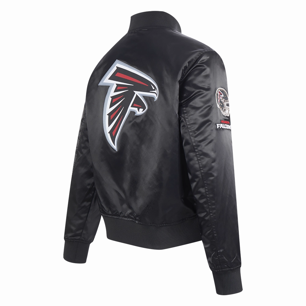NFL ATLANTA FALCONS CLASSIC WOMEN'S SATIN JACKET (BLACK)