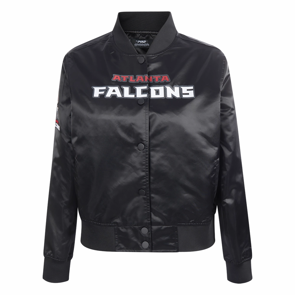 NFL ATLANTA FALCONS CLASSIC WOMEN'S SATIN JACKET (BLACK)