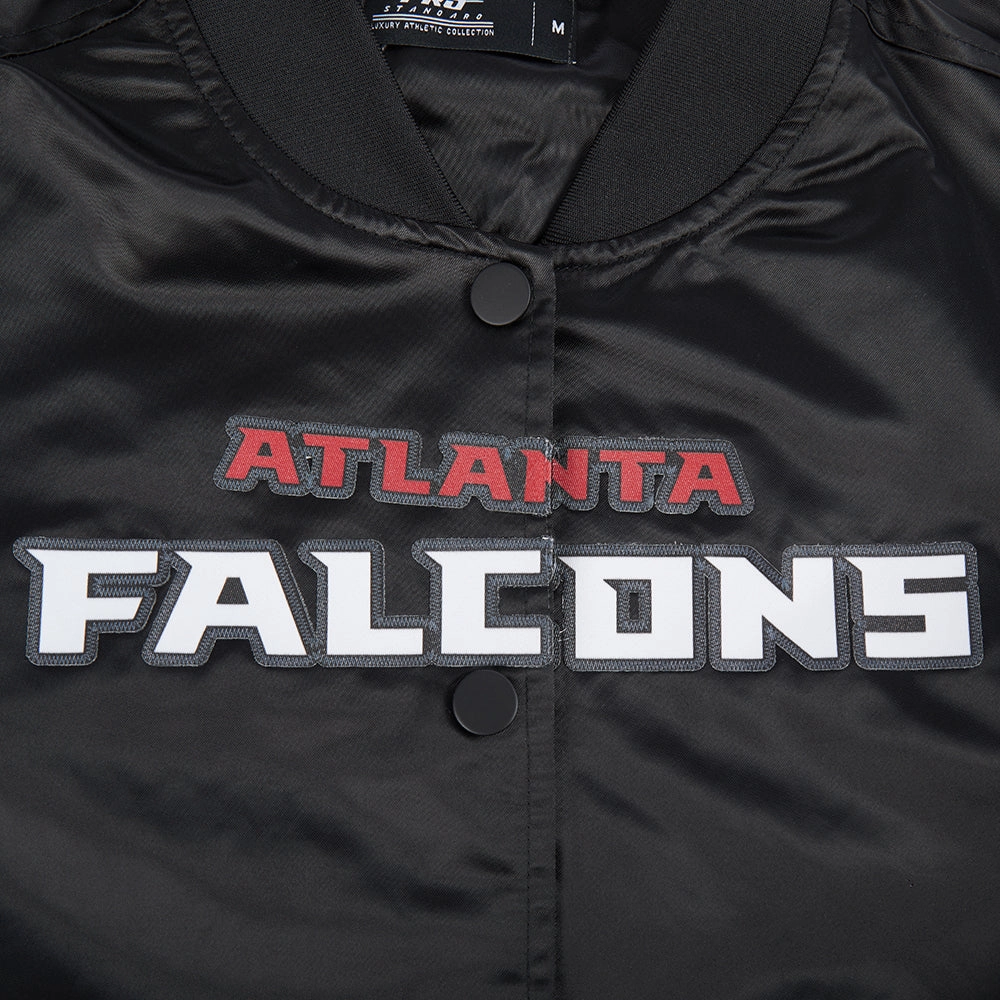 NFL ATLANTA FALCONS CLASSIC WOMEN'S SATIN JACKET (BLACK)