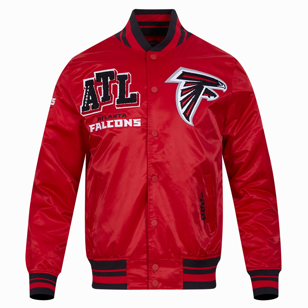 NFL ATLANTA FALCONS MASHUP MEN'S RIB SATIN JACKET (RED/BLACK)