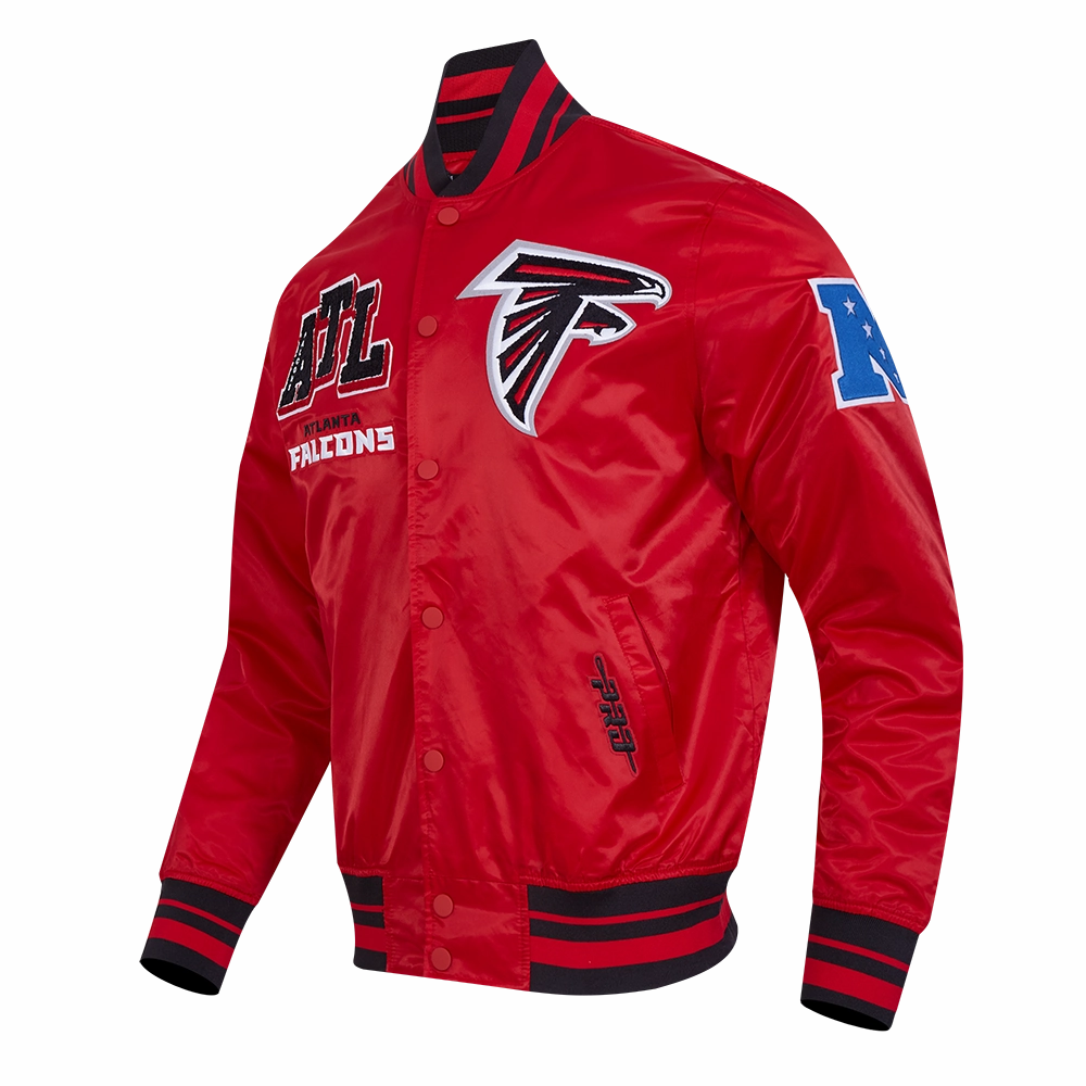 NFL ATLANTA FALCONS MASHUP MEN'S RIB SATIN JACKET (RED/BLACK)
