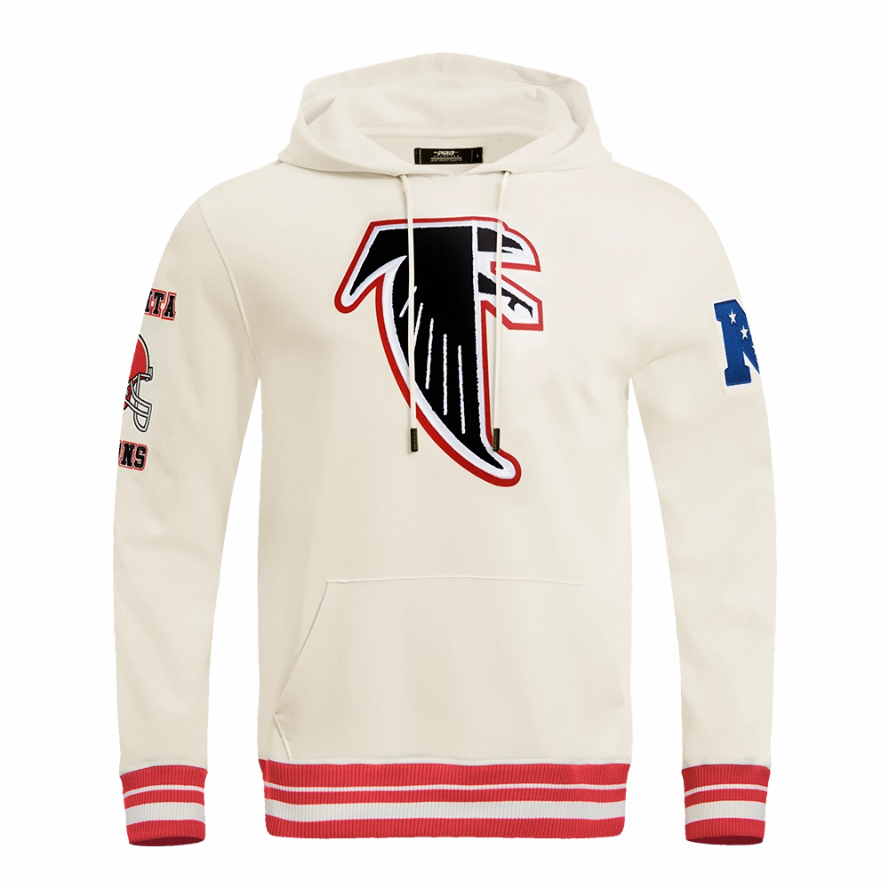 NFL ATLANTA FALCONS RETRO CLASSIC MEN'S PULLOVER HOODIE (EGGSHELL/ RED)