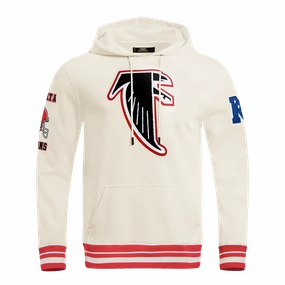NFL ATLANTA FALCONS RETRO CLASSIC MEN'S PULLOVER HOODIE (EGGSHELL/ RED)