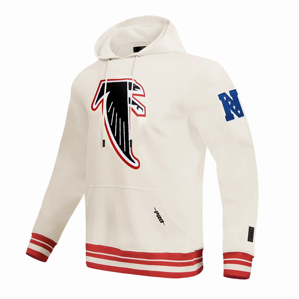 NFL ATLANTA FALCONS RETRO CLASSIC MEN'S PULLOVER HOODIE (EGGSHELL/ RED)