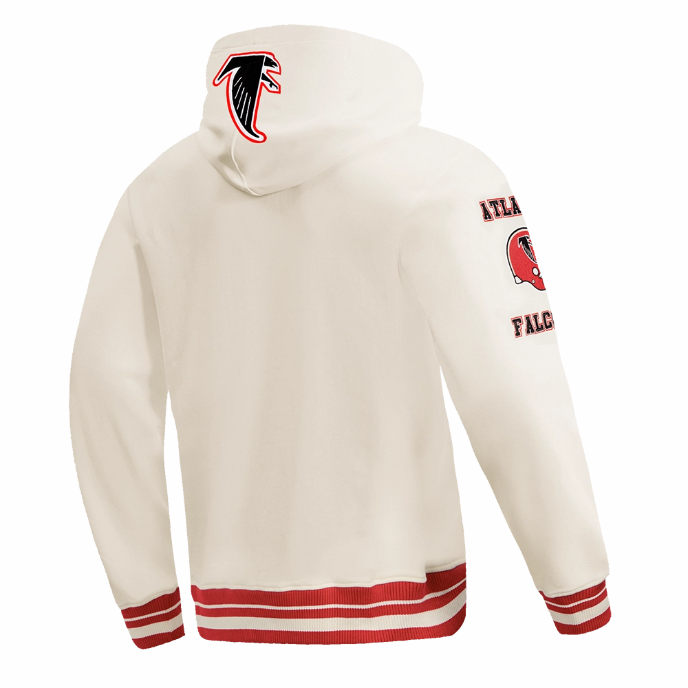 NFL ATLANTA FALCONS RETRO CLASSIC MEN'S PULLOVER HOODIE (EGGSHELL/ RED)