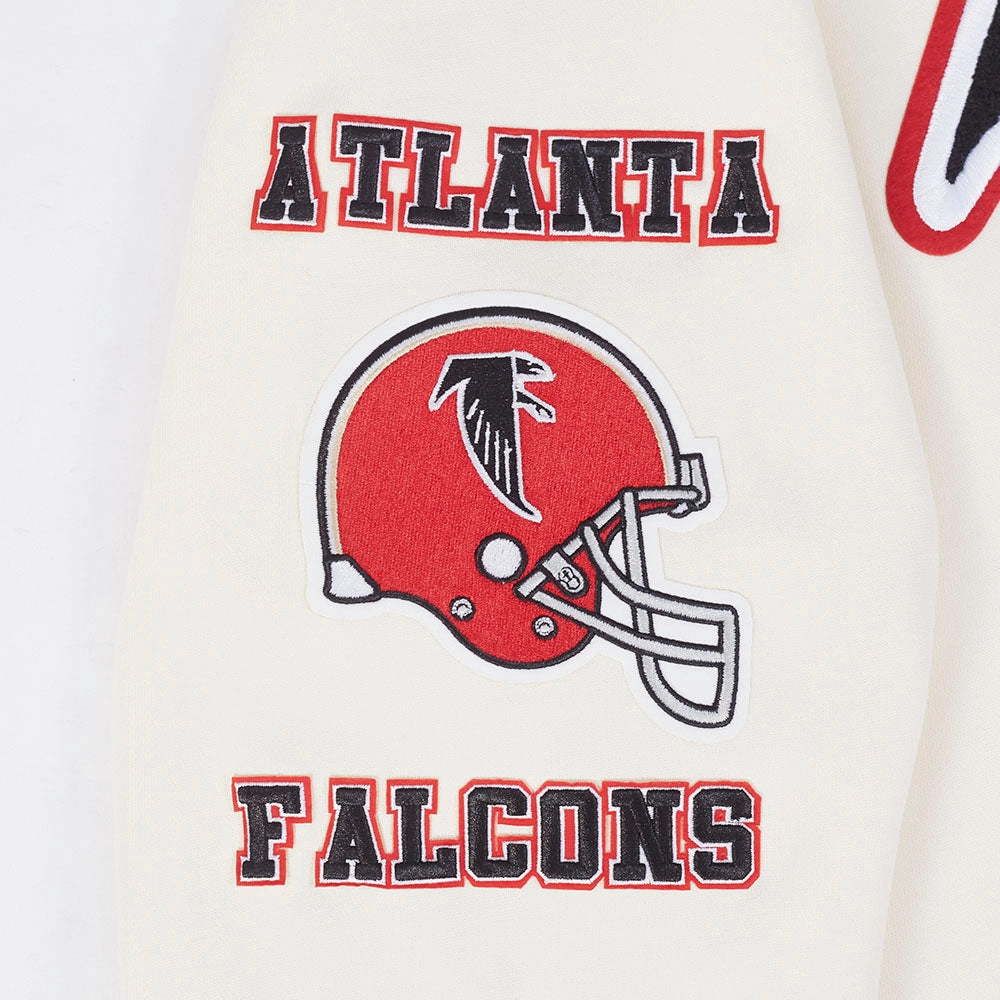 NFL ATLANTA FALCONS RETRO CLASSIC MEN'S PULLOVER HOODIE (EGGSHELL/ RED)