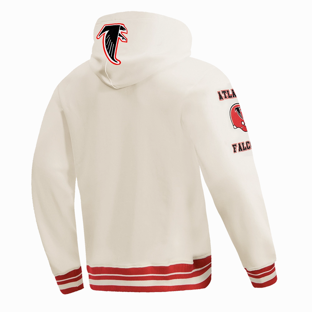 NFL ATLANTA FALCONS RETRO CLASSIC MEN'S PULLOVER HOODIE (EGGSHELL/ RED)