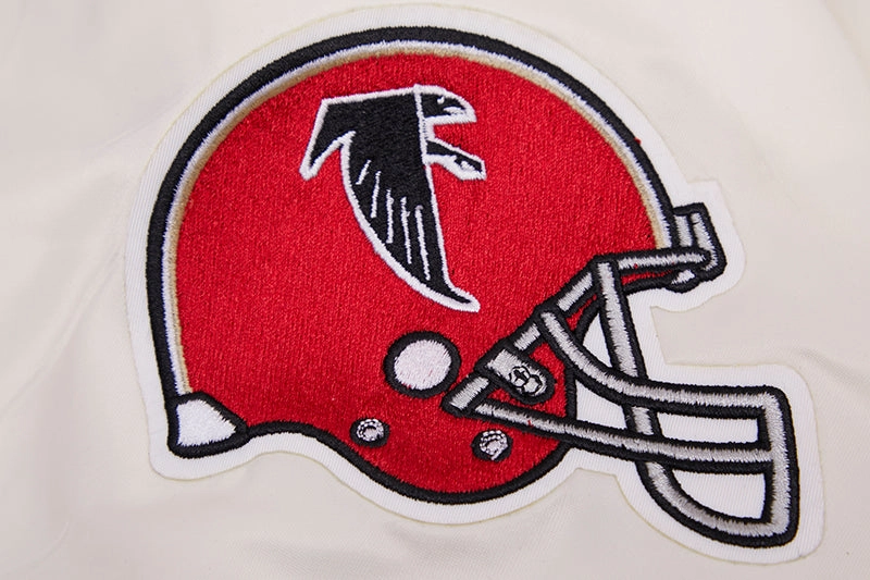 NFL ATLANTA FALCONS RETRO CLASSIC MEN'S RIB SATIN JACKET (EGGSHELL/RED)
