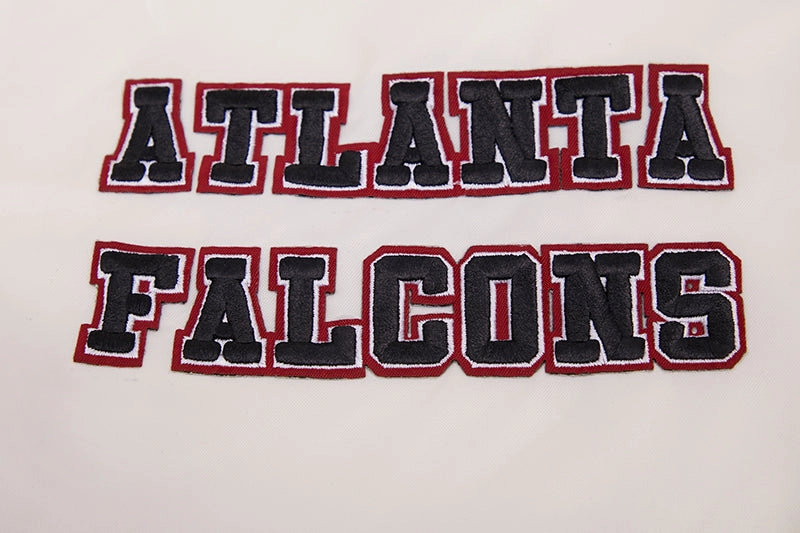 NFL ATLANTA FALCONS RETRO CLASSIC MEN'S RIB SATIN JACKET (EGGSHELL/RED)