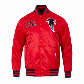 NFL ATLANTA FALCONS RETRO CLASSIC MEN'S RIB SATIN JACKET (RED/BLACK)