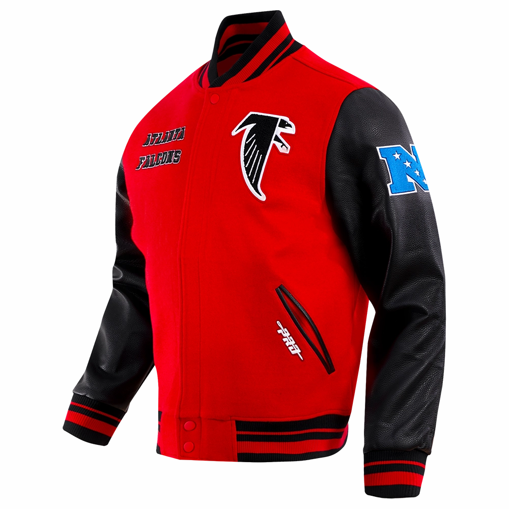 NFL ATLANTA FALCONS RETRO CLASSIC MEN'S RIB WOOL VARSITY JACKET (RED/BLACK)