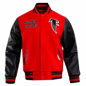 NFL ATLANTA FALCONS RETRO CLASSIC MEN'S RIB WOOL VARSITY JACKET (RED/BLACK)