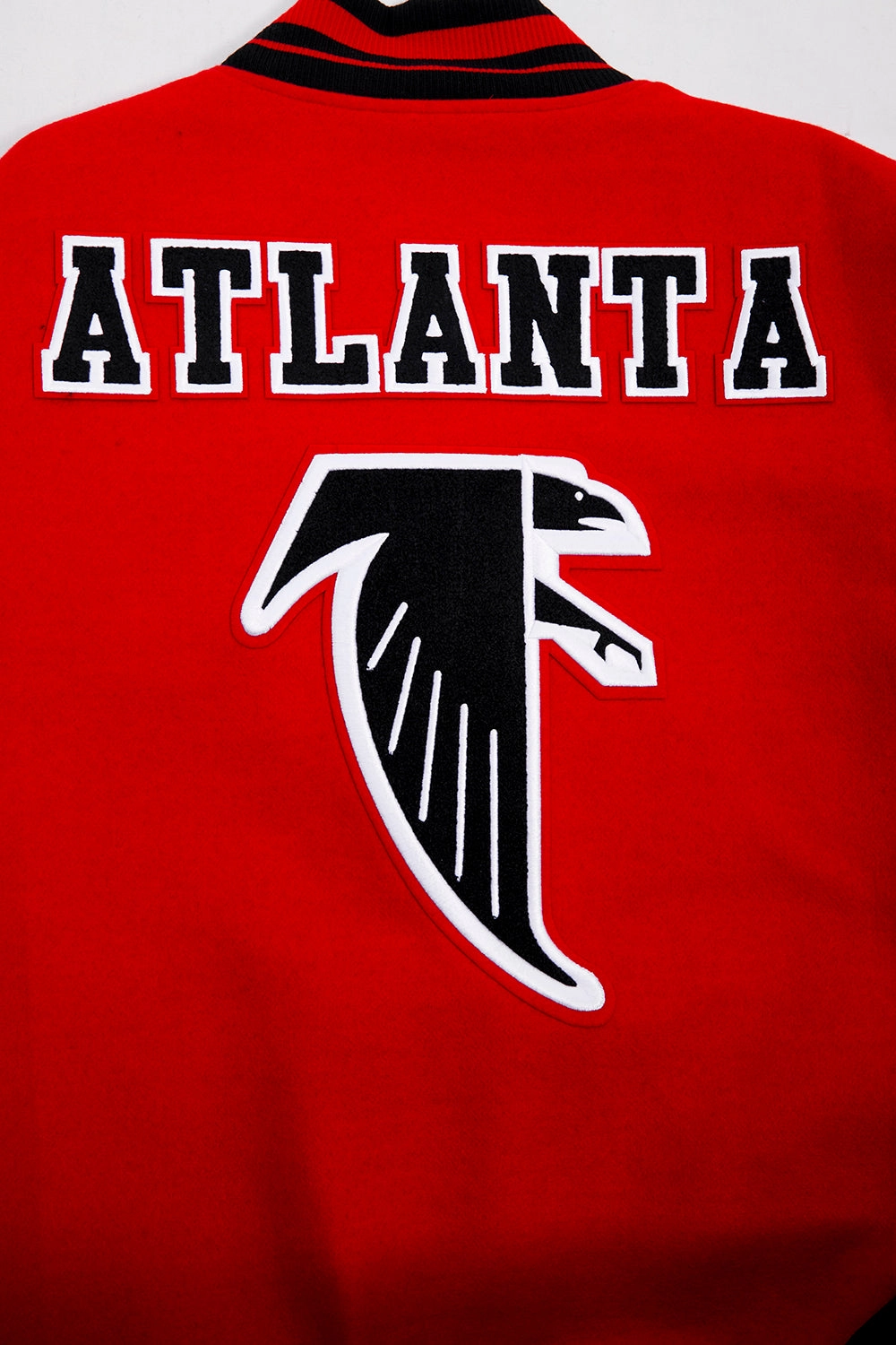 NFL ATLANTA FALCONS RETRO CLASSIC MEN'S RIB WOOL VARSITY JACKET (RED/BLACK)