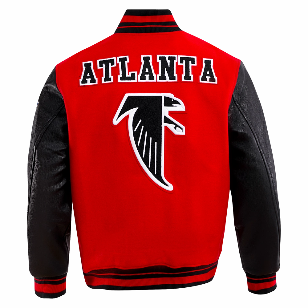 NFL ATLANTA FALCONS RETRO CLASSIC MEN'S RIB WOOL VARSITY JACKET (RED/BLACK)