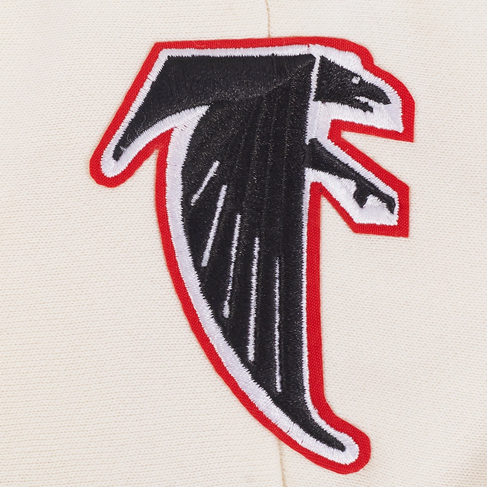 NFL ATLANTA FALCONS RETRO CLASSIC WOMEN'S RIB CROPPED PO HOODIE (EGGSHELL/ RED)