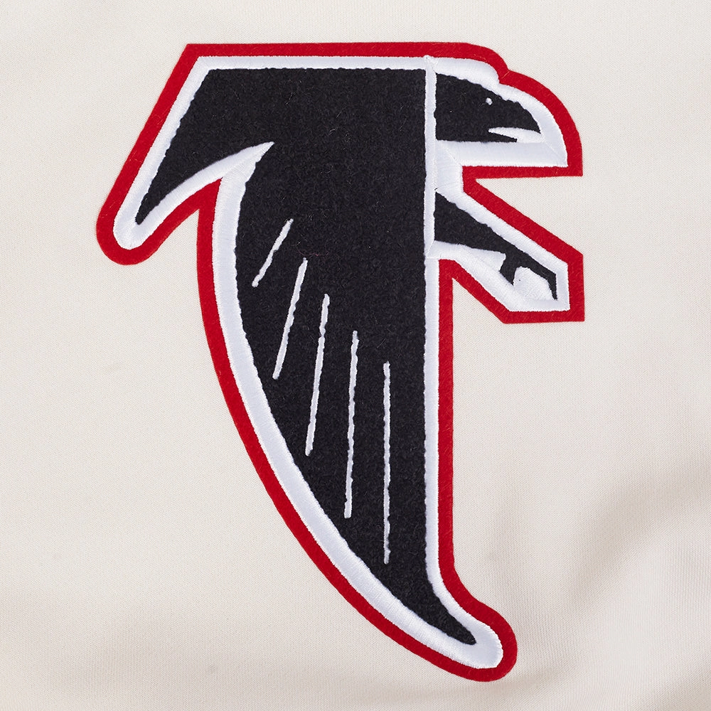 NFL ATLANTA FALCONS RETRO CLASSIC WOMEN'S RIB CROPPED PO HOODIE (EGGSHELL/ RED)