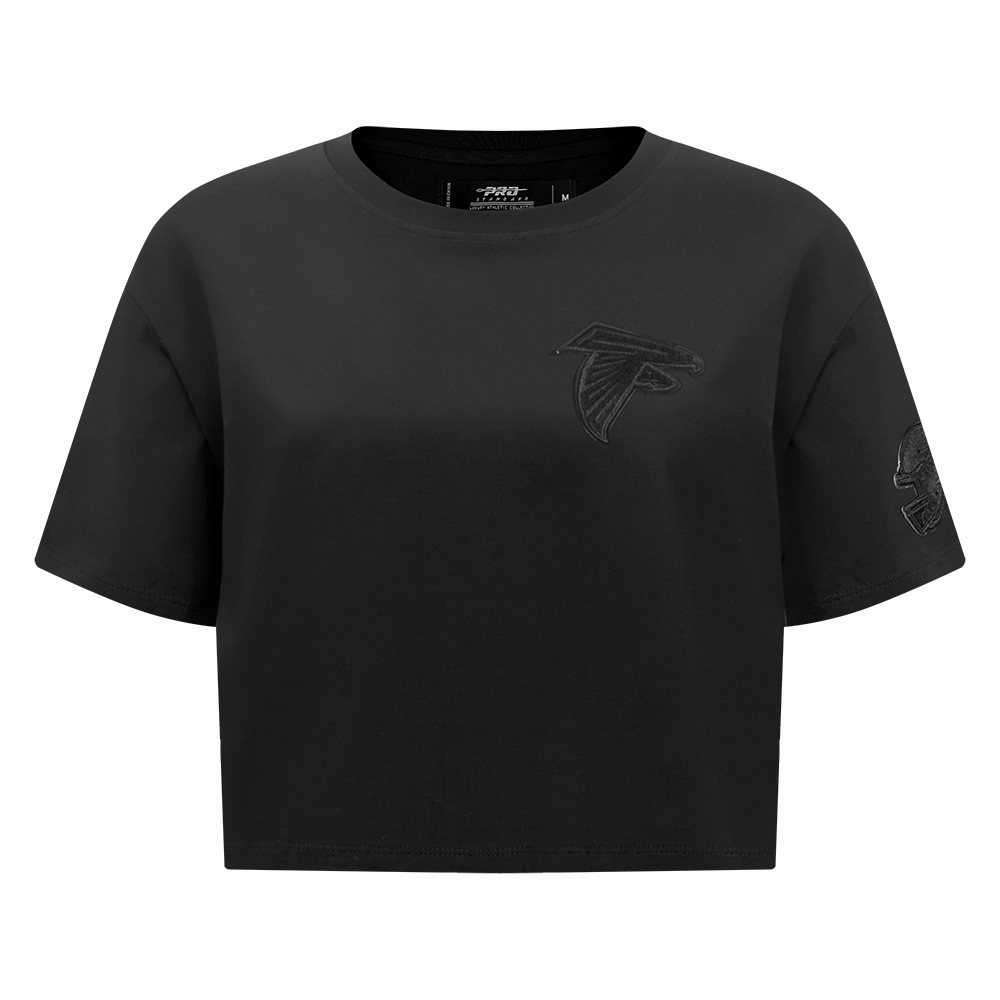NFL ATLANTA FALCONS TRIPLE BLACK WOMEN'S SINGLE JERSEY BOXY TEE (TRIPLE BLACK)