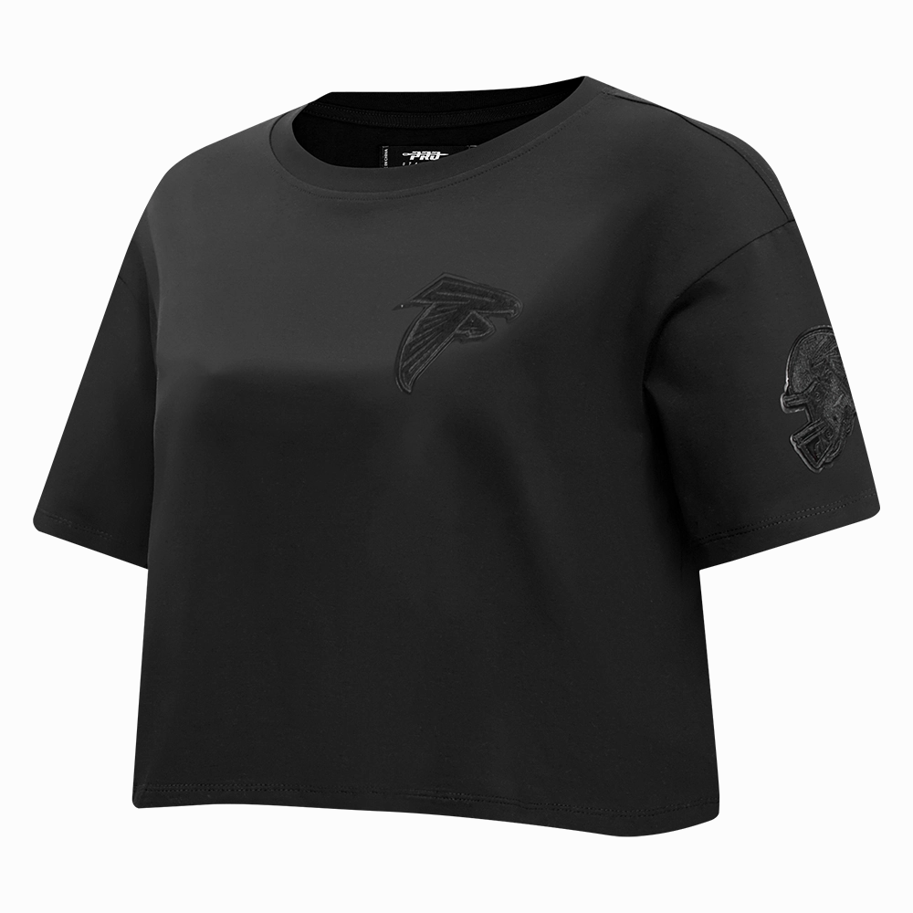 NFL ATLANTA FALCONS TRIPLE BLACK WOMEN'S SINGLE JERSEY BOXY TEE (TRIPLE BLACK)