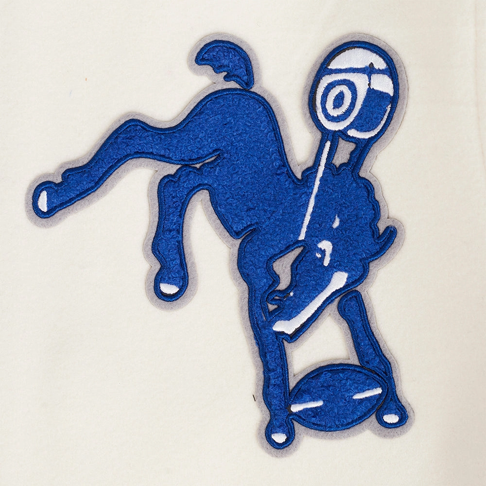 NFL BALTIMORE COLTS RETRO CLASSIC MEN'S RIB WOOL VARSITY JACKET (EGGSHELL/ ROYAL BLUE)
