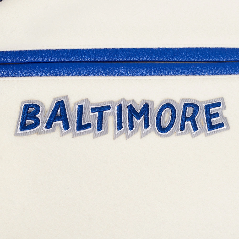 NFL BALTIMORE COLTS RETRO CLASSIC MEN'S RIB WOOL VARSITY JACKET (EGGSHELL/ ROYAL BLUE)