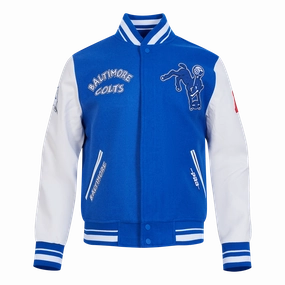 NFL BALTIMORE COLTS RETRO CLASSIC MEN'S RIB WOOL VARSITY JACKET (ROYAL BLUE/WHITE)