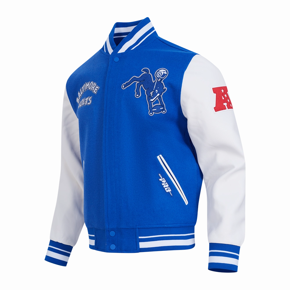 NFL BALTIMORE COLTS RETRO CLASSIC MEN'S RIB WOOL VARSITY JACKET (ROYAL BLUE/WHITE)