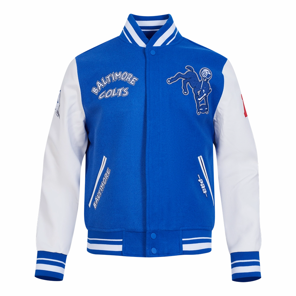 NFL BALTIMORE COLTS RETRO CLASSIC MEN'S RIB WOOL VARSITY JACKET (ROYAL BLUE/WHITE)