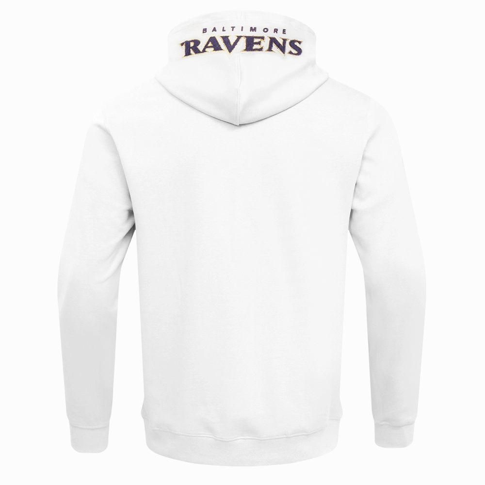 NFL BALTIMORE RAVENS CLASSIC CHENILLE DK FULL ZIP PULLOVER HOODIE (WHITE)