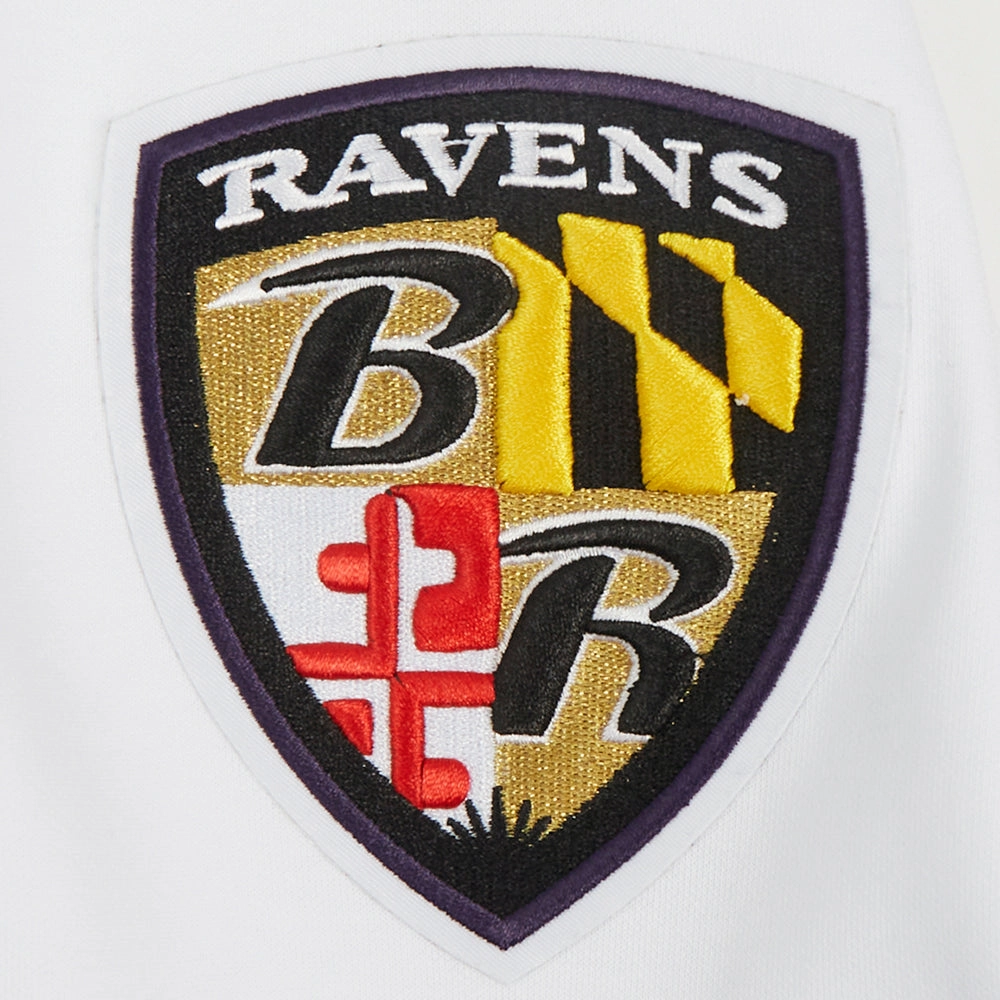 NFL BALTIMORE RAVENS CLASSIC CHENILLE DK FULL ZIP PULLOVER HOODIE (WHITE)