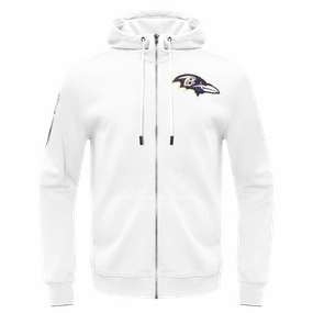 NFL BALTIMORE RAVENS CLASSIC CHENILLE DK FULL ZIP PULLOVER HOODIE (WHITE)