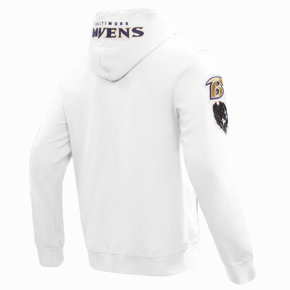 NFL BALTIMORE RAVENS CLASSIC CHENILLE DK FULL ZIP PULLOVER HOODIE (WHITE)