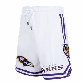 NFL BALTIMORE RAVENS CLASSIC CHENILLE MEN'S DK SHORT (WHITE)