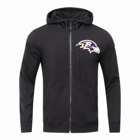 NFL BALTIMORE RAVENS CLASSIC CHENILLE MEN'S FULL ZIP PULLOVER HOODIE (BLACK)
