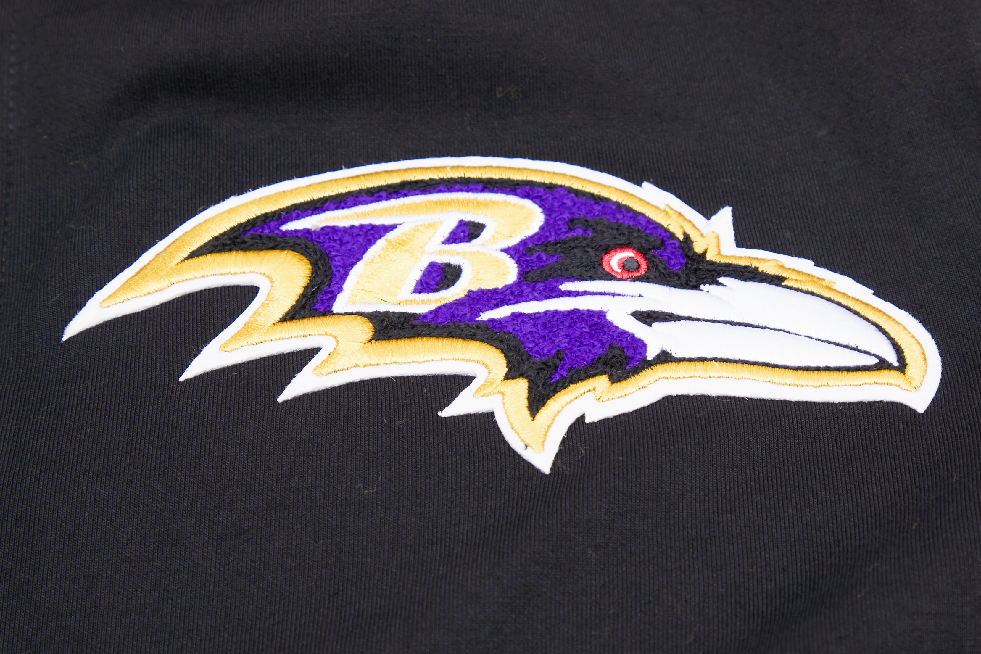 NFL BALTIMORE RAVENS CLASSIC CHENILLE MEN'S FULL ZIP PULLOVER HOODIE (BLACK)