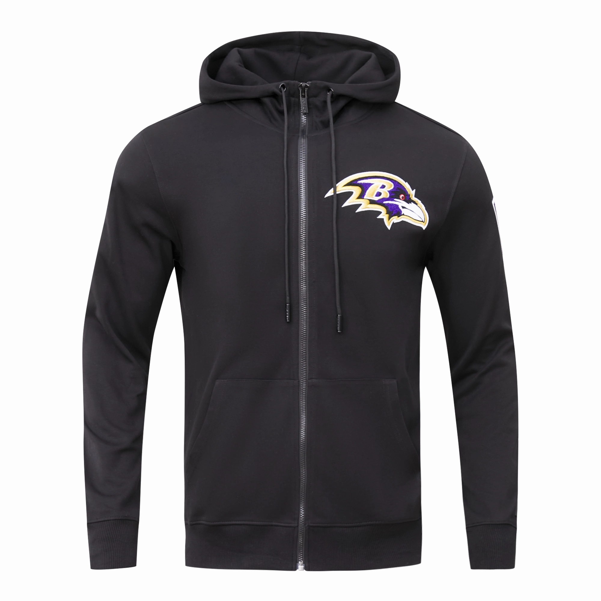 NFL BALTIMORE RAVENS CLASSIC CHENILLE MEN'S FULL ZIP PULLOVER HOODIE (BLACK)