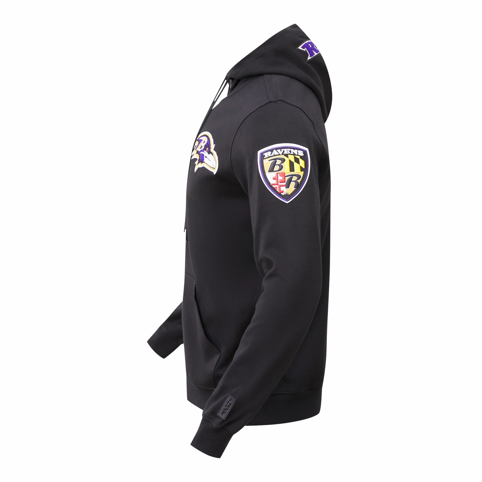 NFL BALTIMORE RAVENS CLASSIC CHENILLE MEN'S FULL ZIP PULLOVER HOODIE (BLACK)