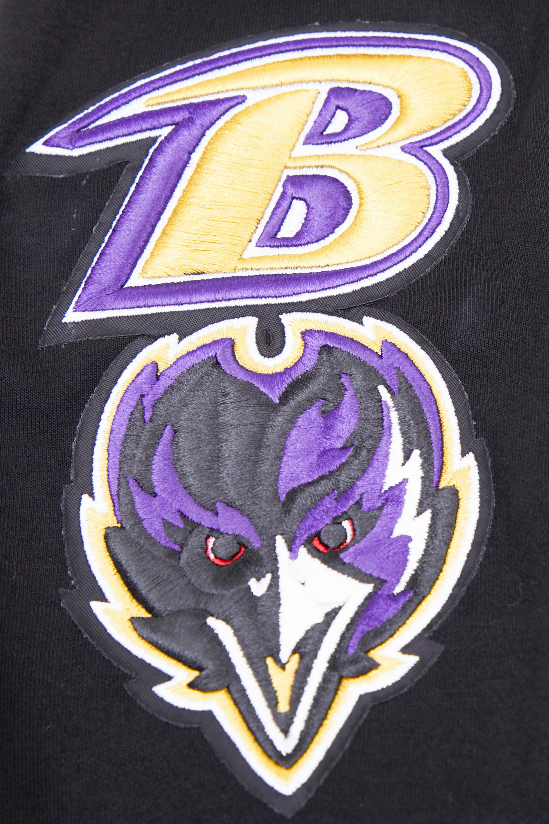 NFL BALTIMORE RAVENS CLASSIC CHENILLE MEN'S FULL ZIP PULLOVER HOODIE (BLACK)