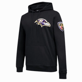 NFL BALTIMORE RAVENS CLASSIC CHENILLE MEN'S PULLOVER HOODIE (BLACK)