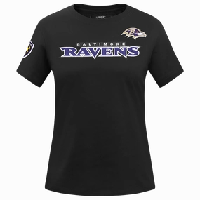 NFL BALTIMORE RAVENS CLASSIC SHORT SLEEVE WOMEN'S SLIM FIT TEE (BLACK)
